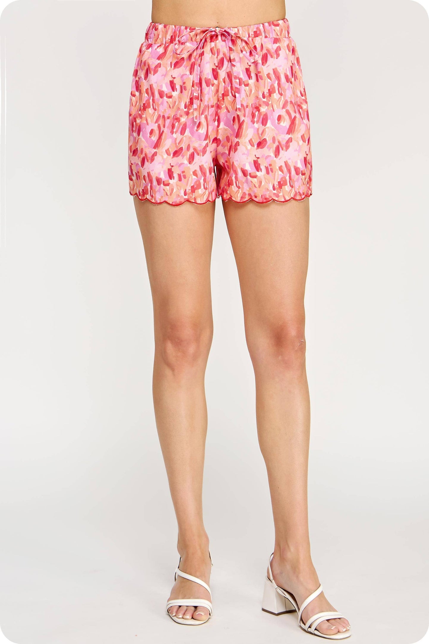 Haley Abstract Floral Scallop Shorts