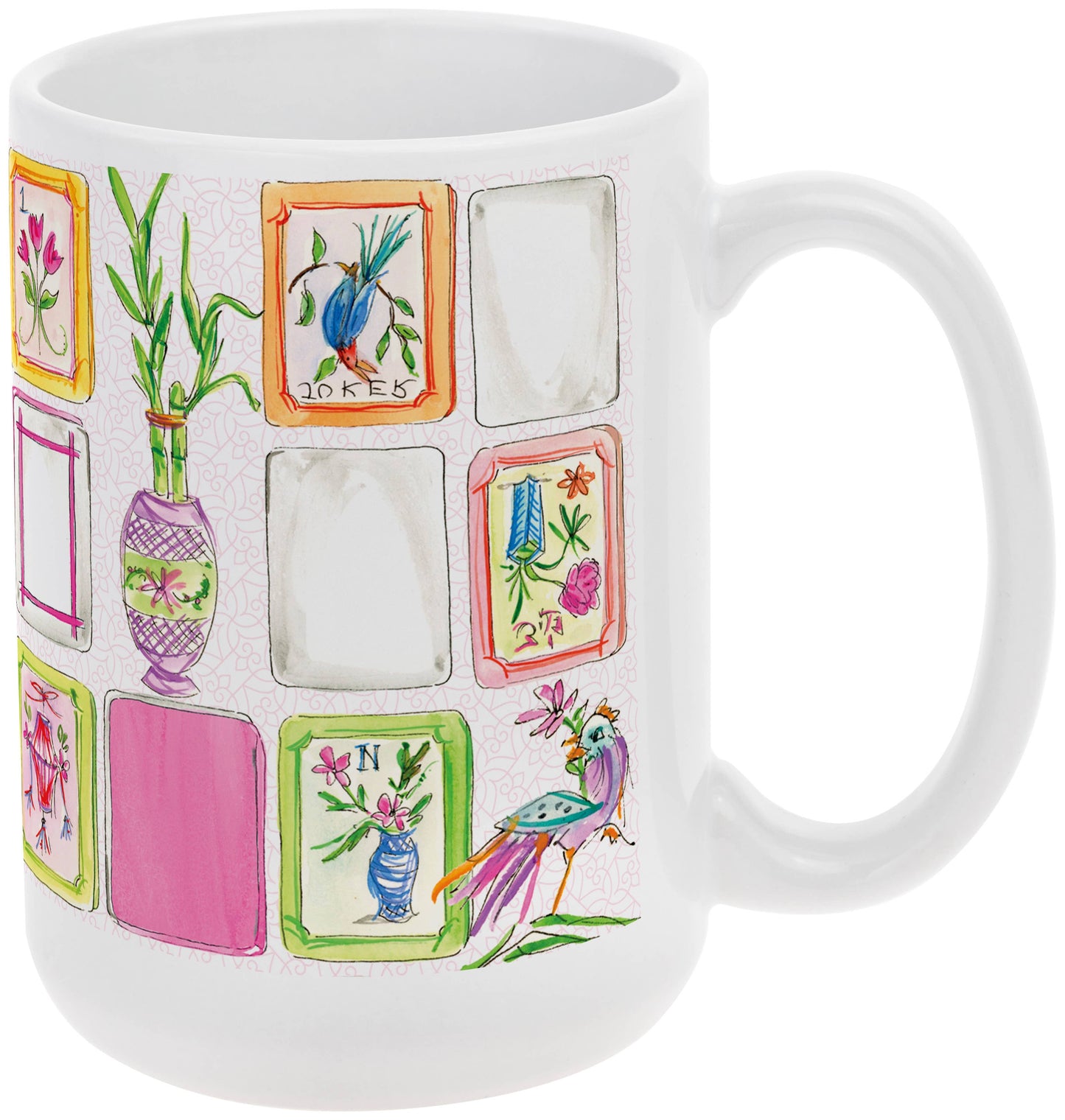 Boston International - Mahjong Pink 15 oz Ceramic Mug Rosanne Beck