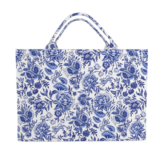 Jumbo Slouchy Denim Tote, CHINOISERIE BLEU