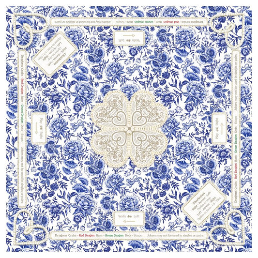 Mahjong Gaming Mat, CHINOISERIE BLEU **RULES EDITION**