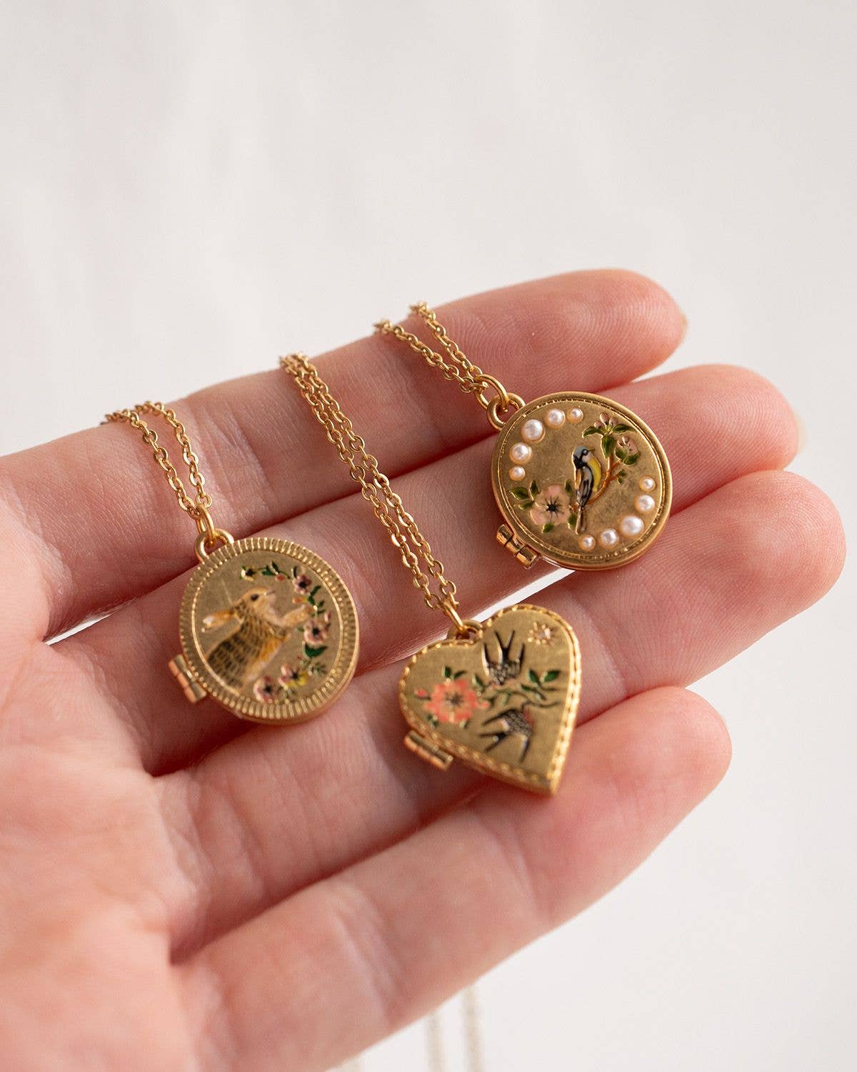 Fable England - FABLE Swallow Heart Locket Chain Necklace