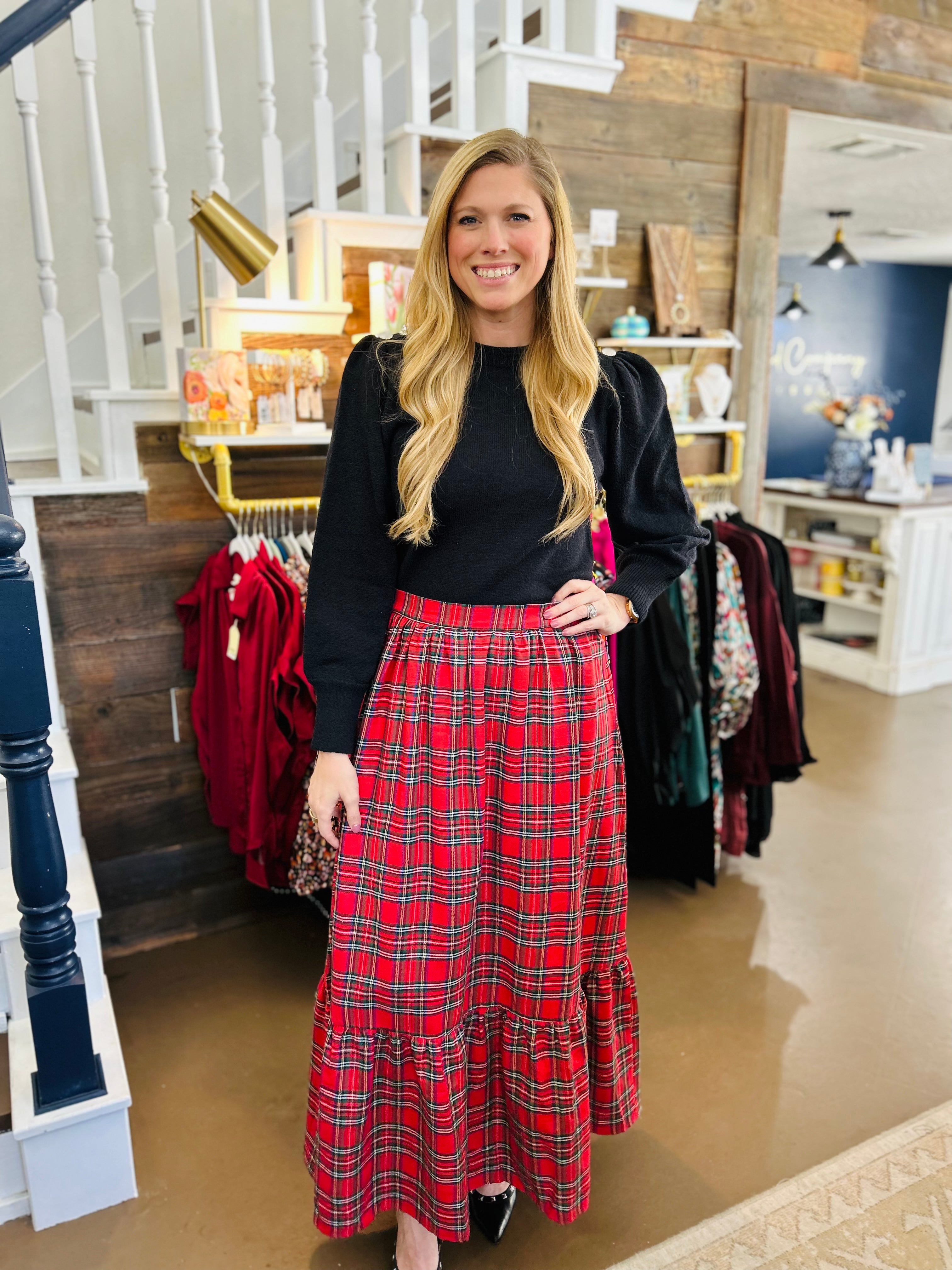 Holiday maxi skirt tartan sale