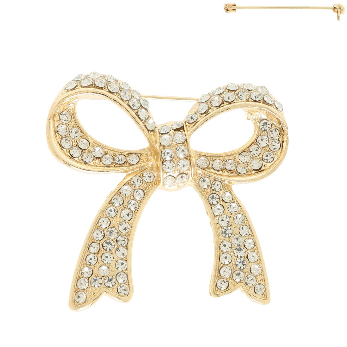 Jeweled Bow Brooch Pin