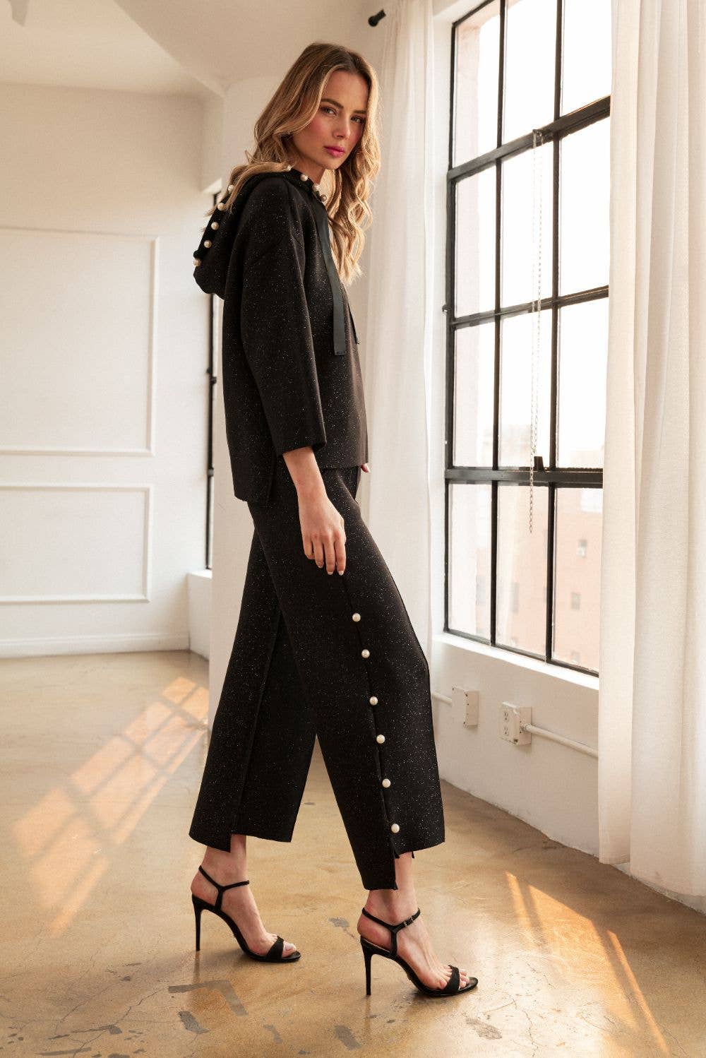 Farrah French Scuba Pearl Pant with Glitter