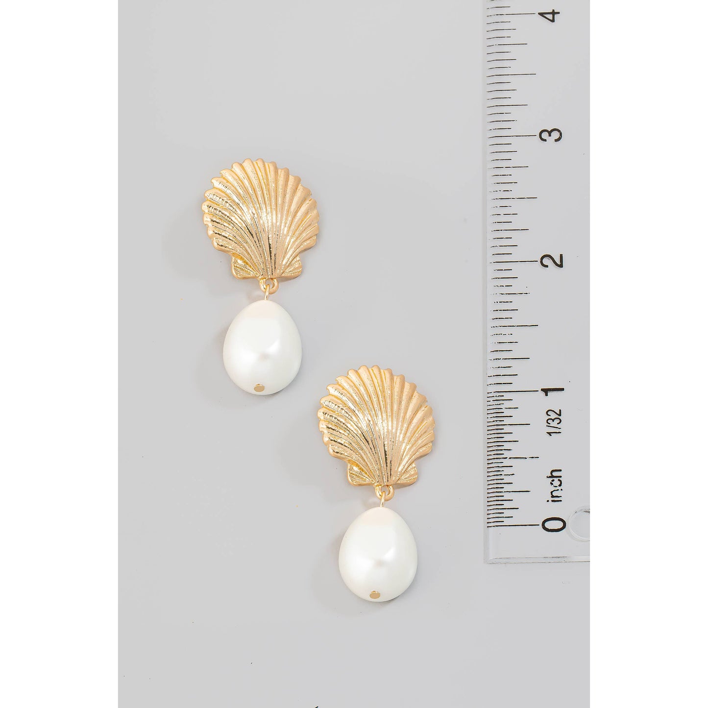 The Looks by Fame Accessories - Clam And Pearl Dangle Stud Earrings