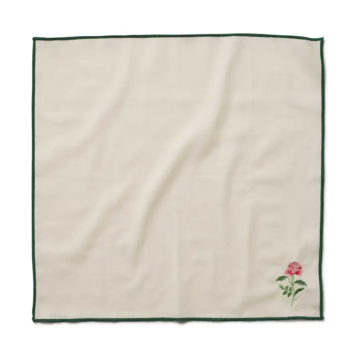Garden Study Embroidered Cotton Napkins, Assorted Set of 4