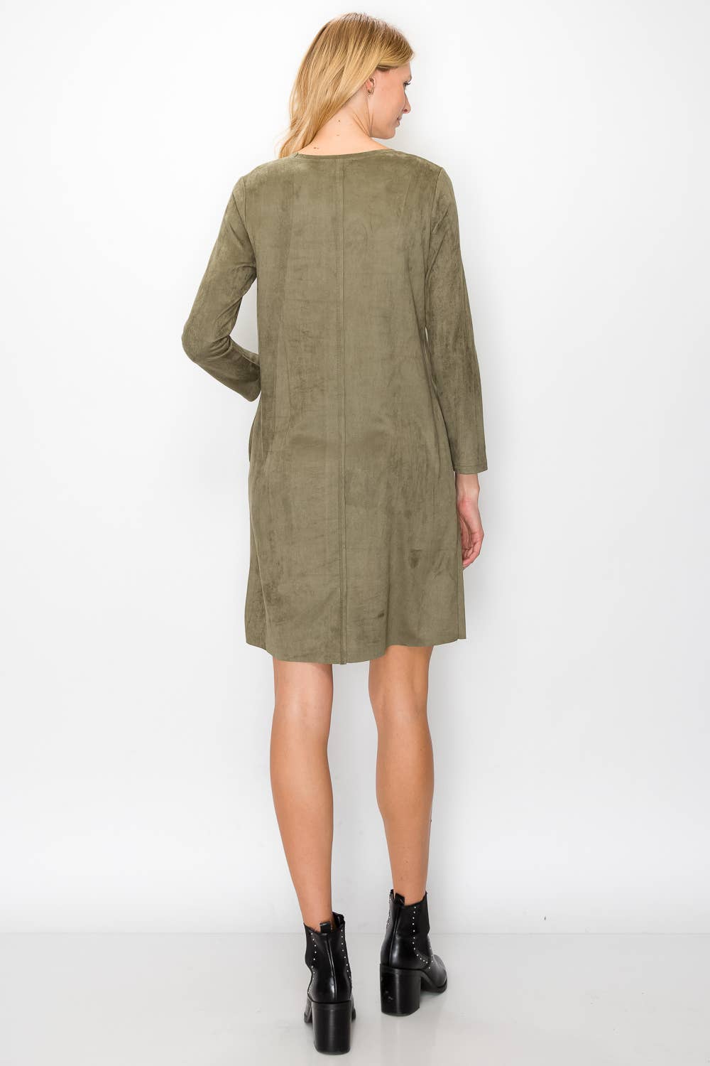 Aurora Suede Round-Neck Dress