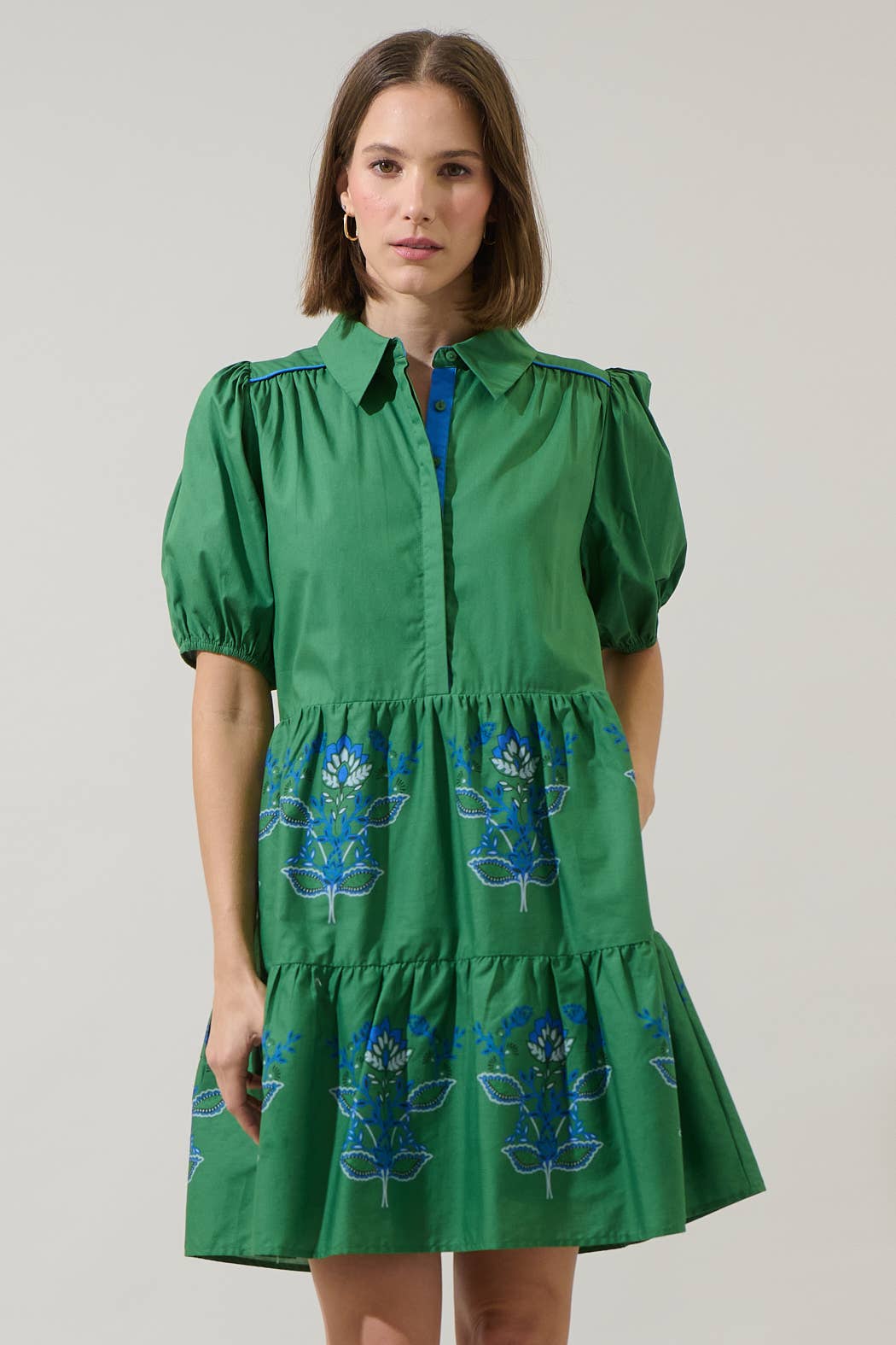 Meridy Floral Burie Tiered Mini Dress