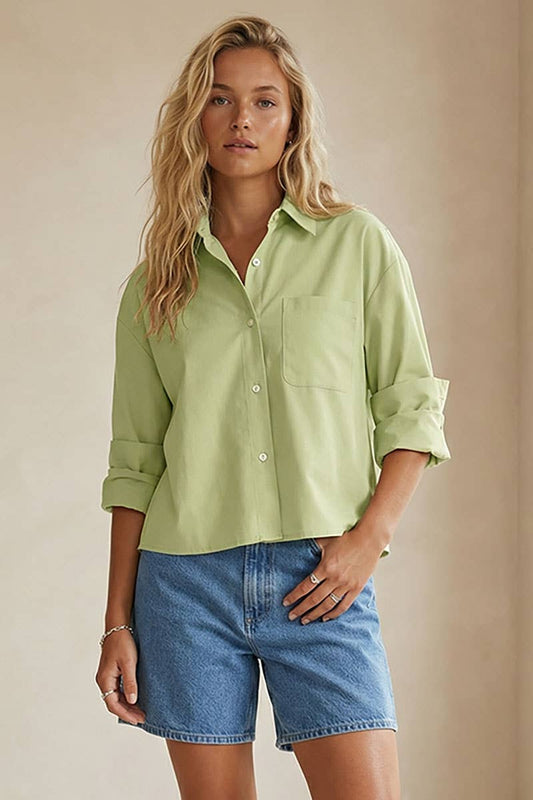 Pistachio Rolled Sleeve Blouse