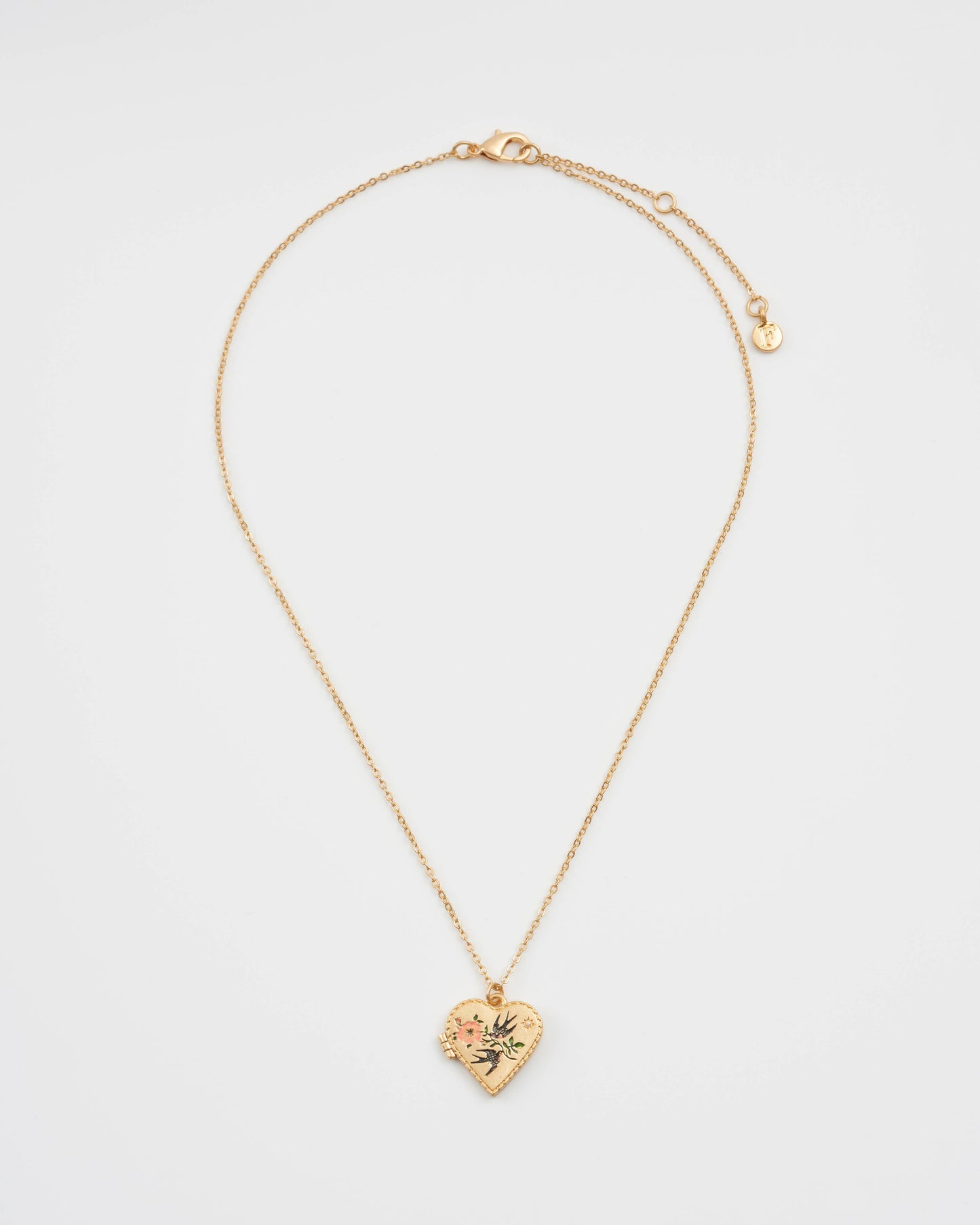 Fable England - FABLE Swallow Heart Locket Chain Necklace