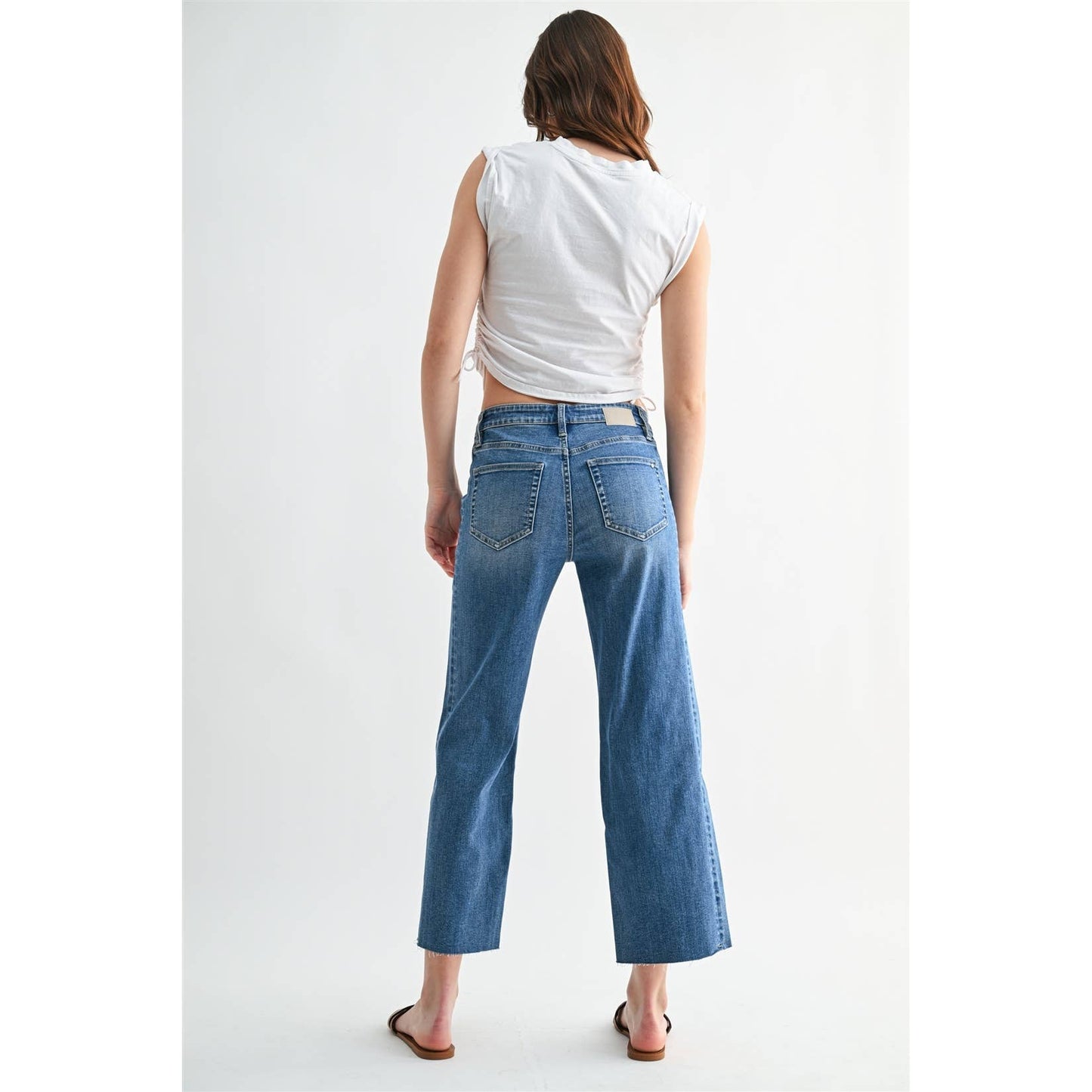 Mica Denim - MID RISE STRAIGHT TUMMY TUCK CROP LOOSE FIT