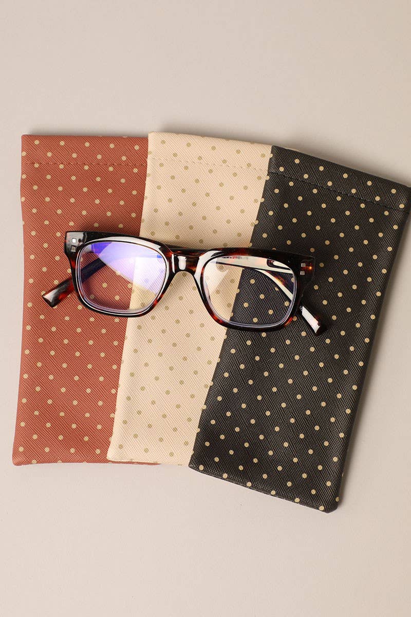 Polka Dot Pattern Glasses Pouch w Cleaning Cloth