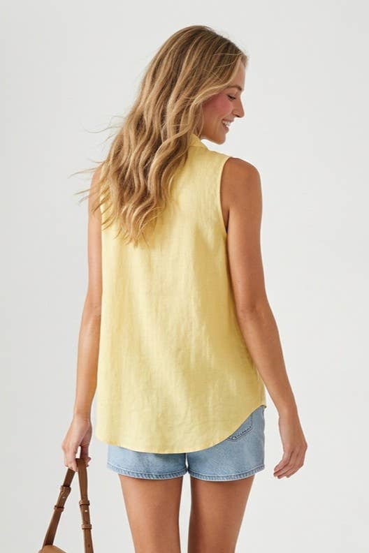 Britani Butter Sleeveless Button-down