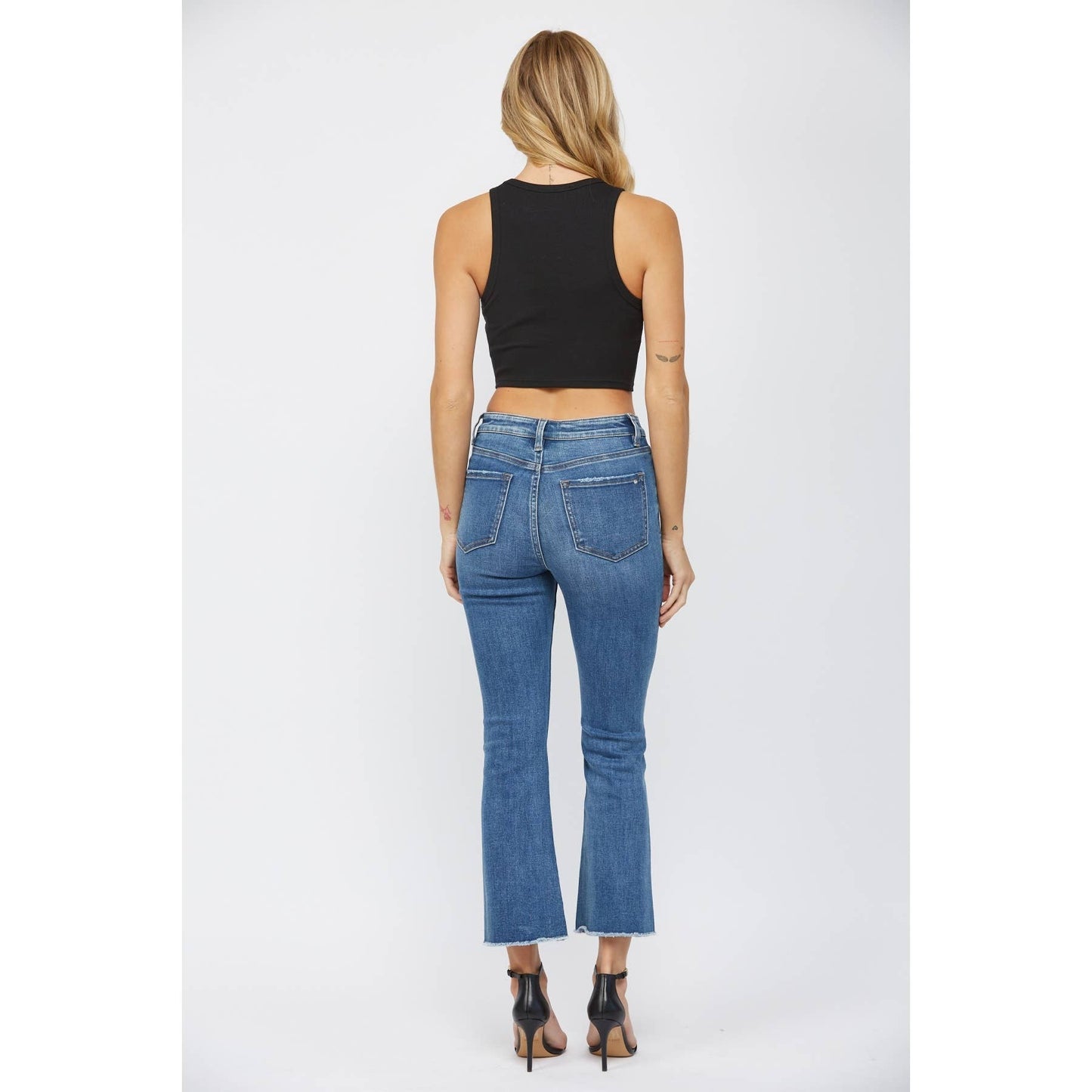 Mica Denim - HIGH RISE CROP FLARE WITH BUTTON UP