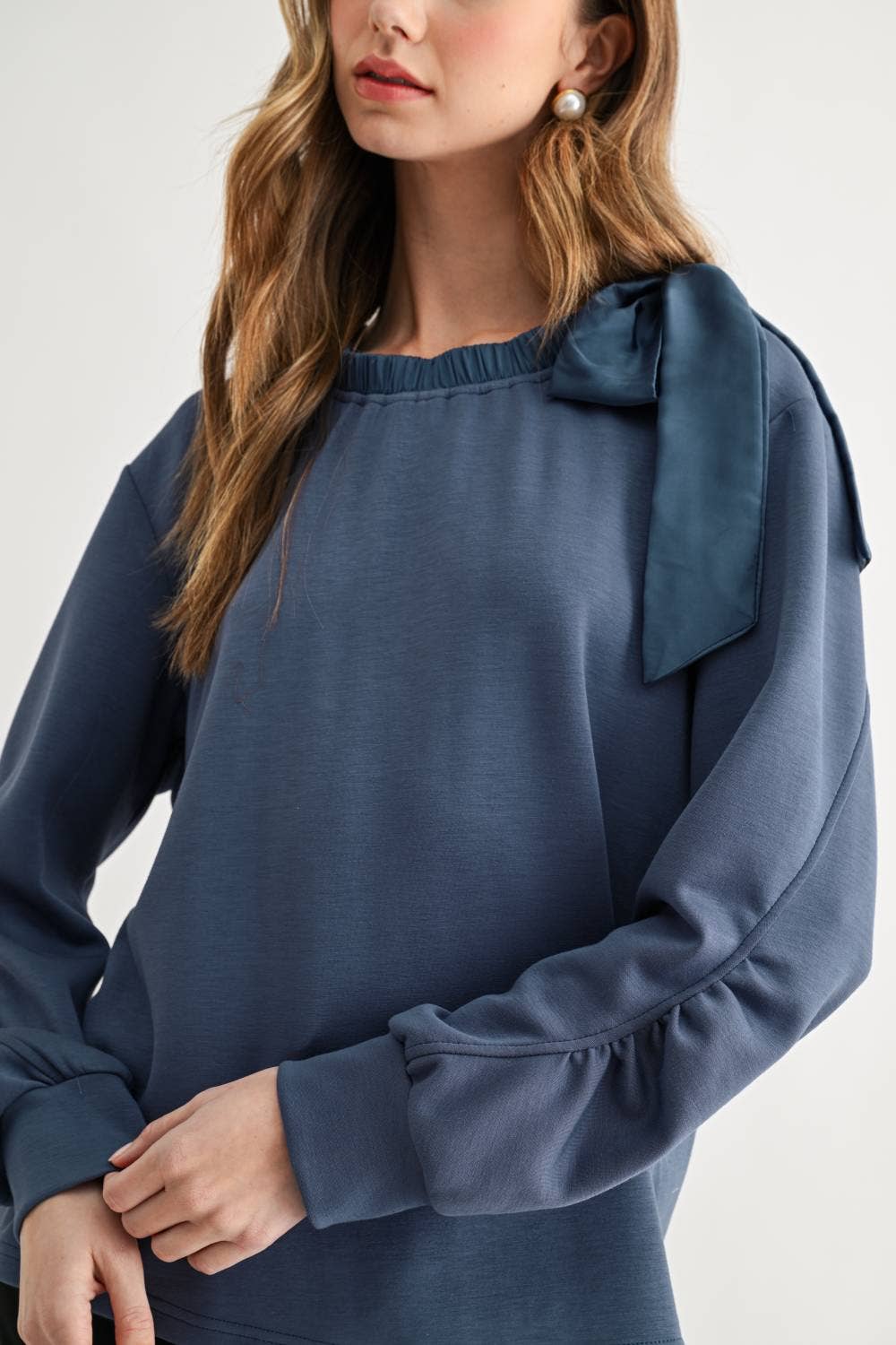 Karl Knit Bow-Tie Shoulder Top - Black