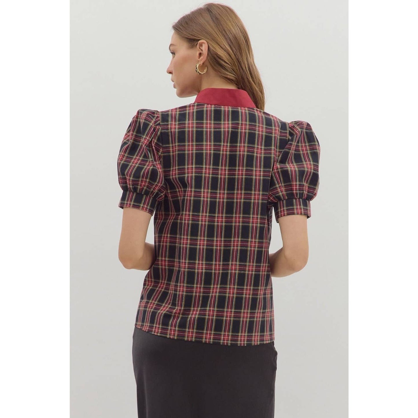 Holiday Plaid Cuff Top