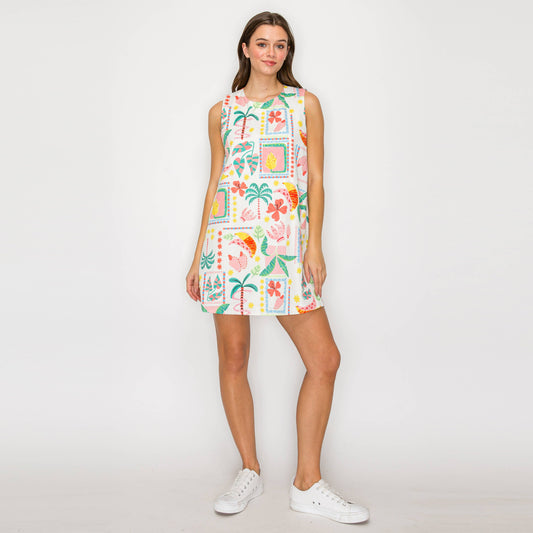 Retro Tropical Vives Mini Shift Dress