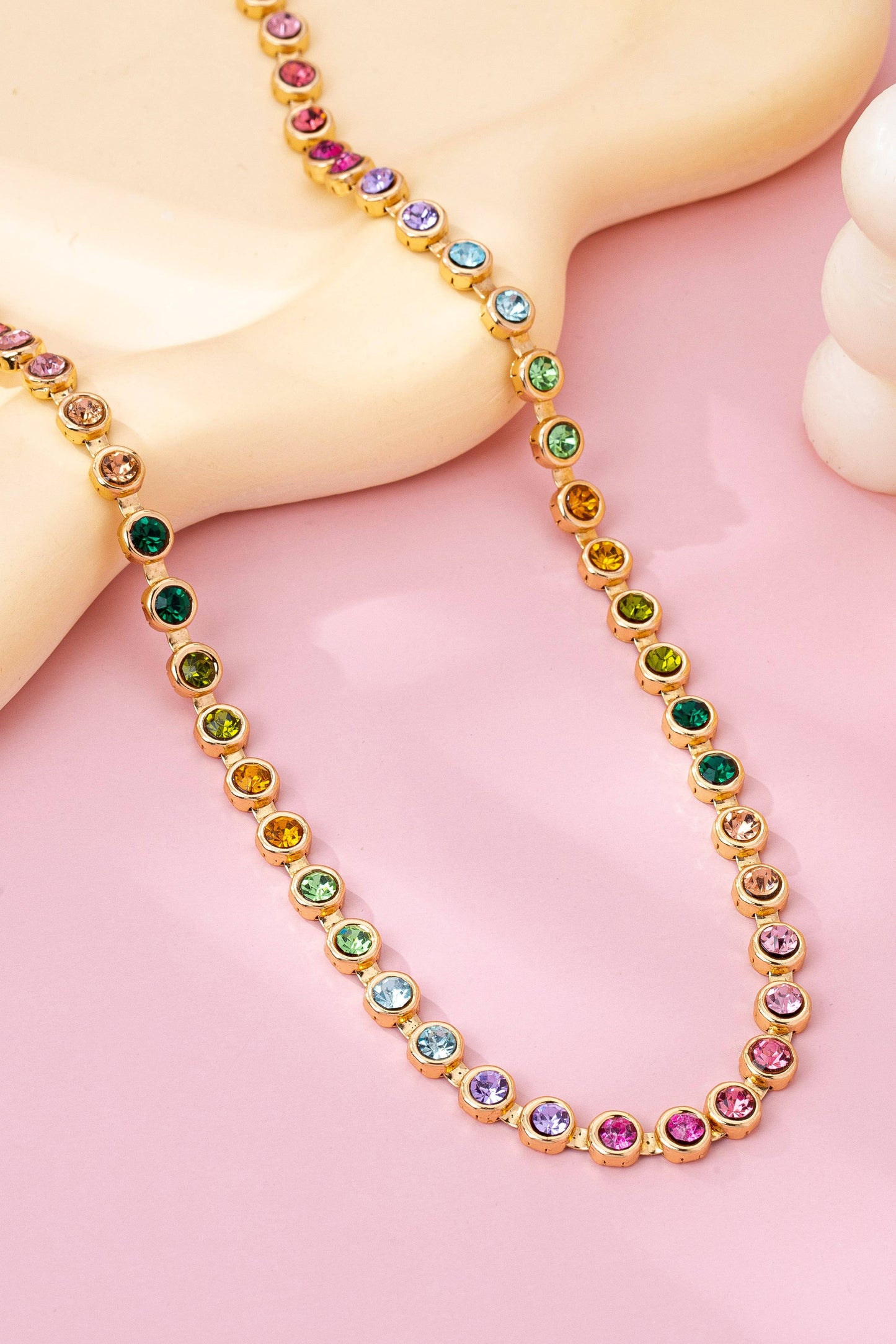 Rainbow Gemstone Tennis Necklace