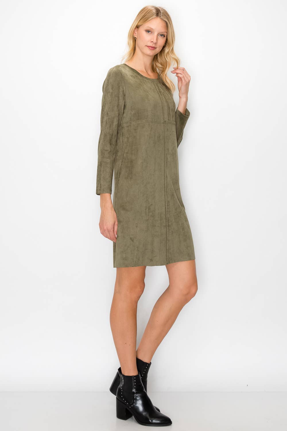 Aurora Suede Round-Neck Dress