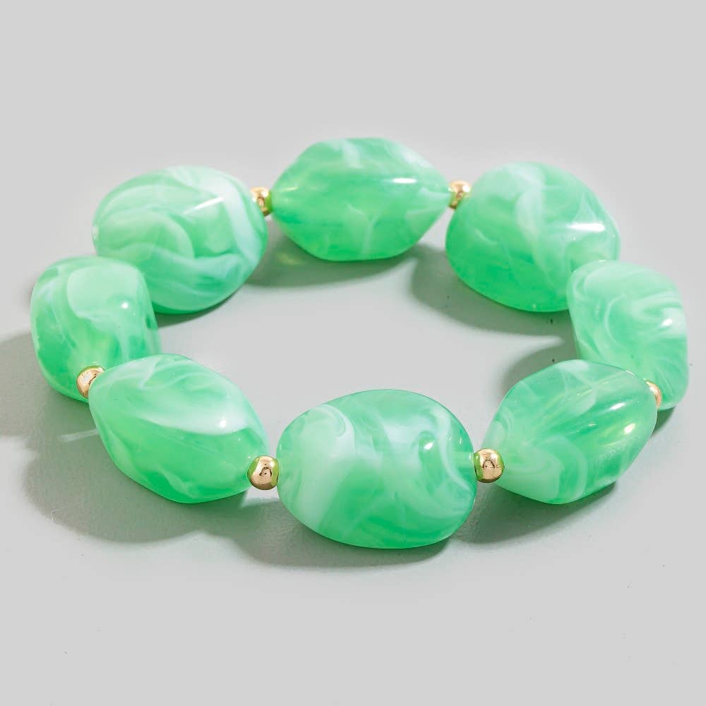 Chunky Marble Resin Beaded Bracelet