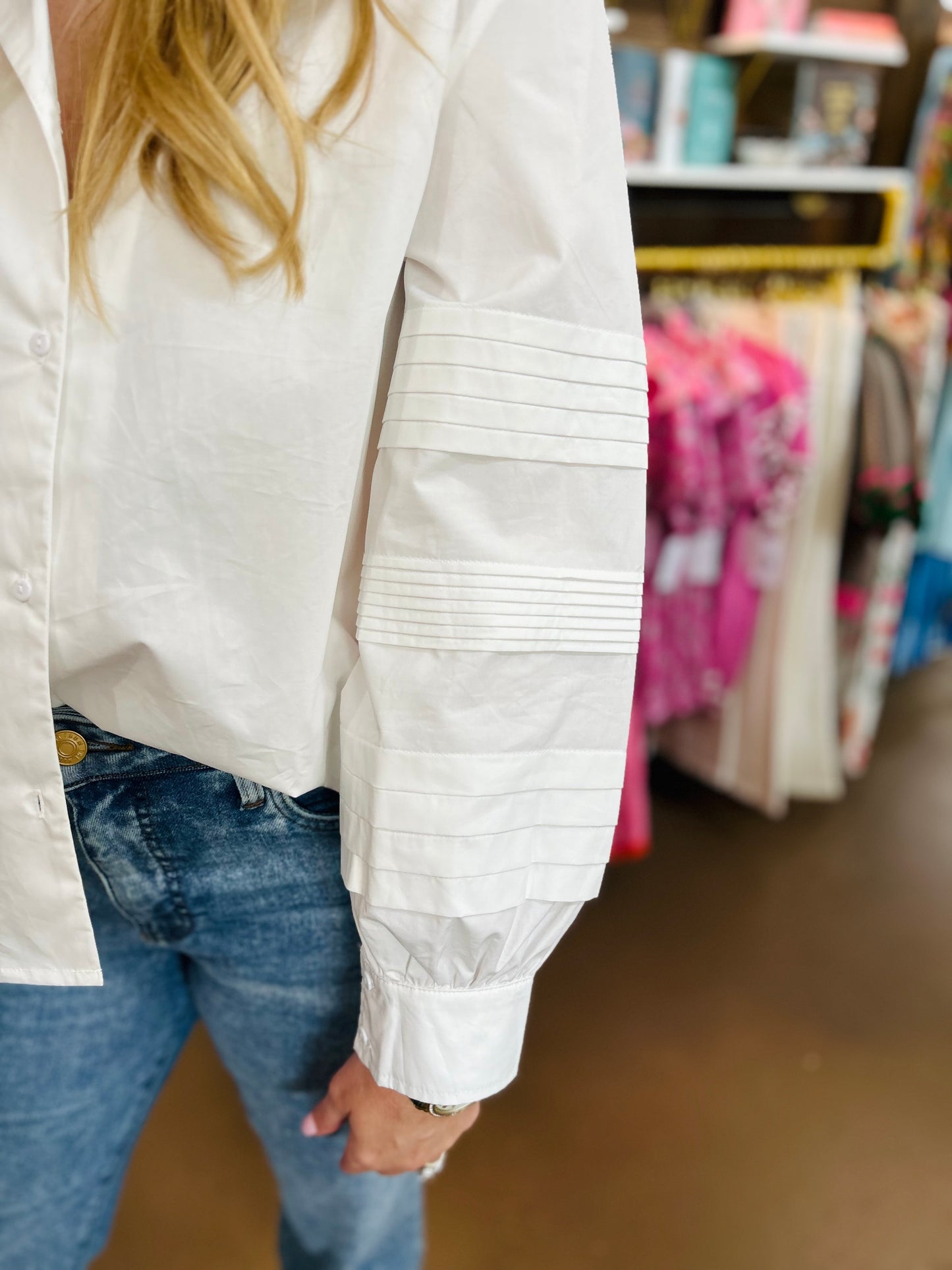 Poplin Collared White Button Up Top