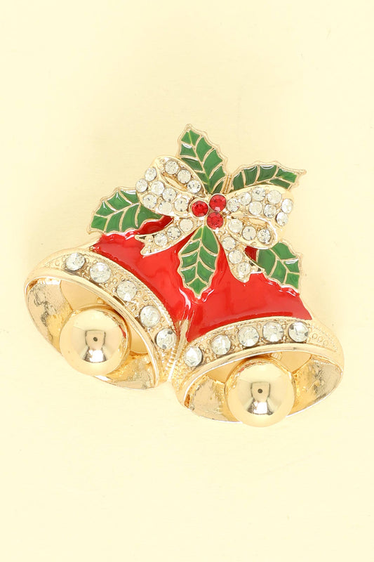 Christmas Mistletoe Bell Brooch Pin