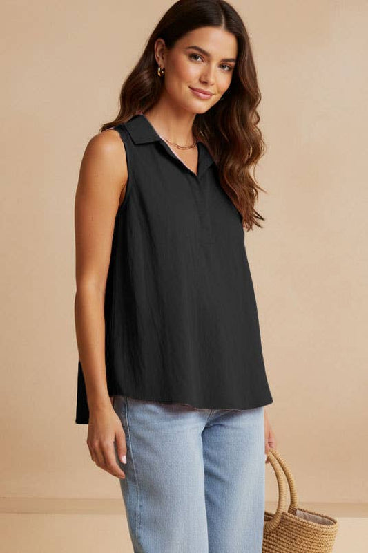 Britani Butter Sleeveless Button-down