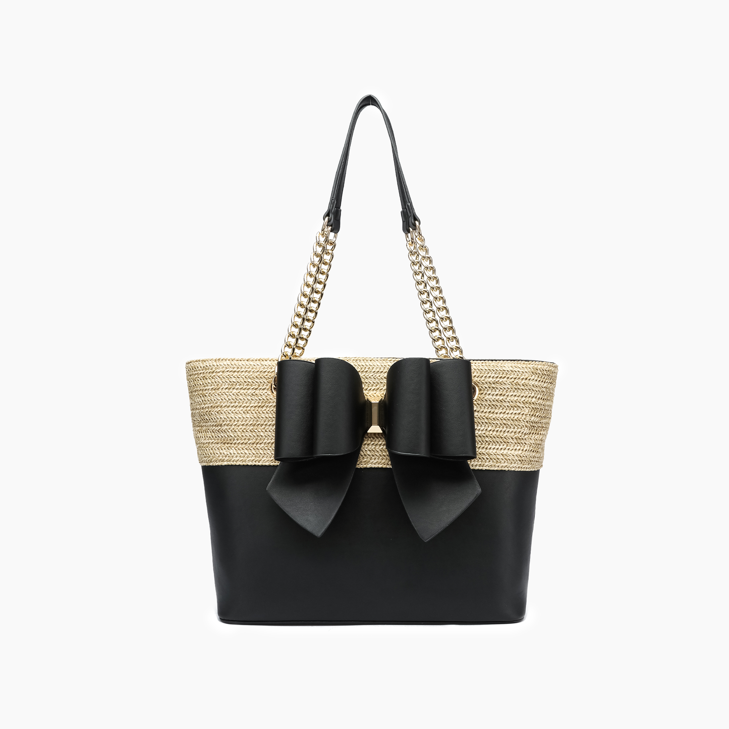 Daisy Bowtie Dual Straw Tote Bag