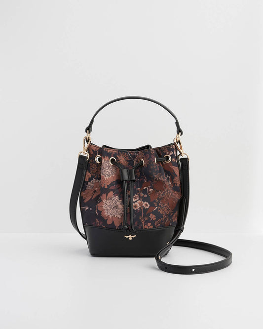 Fable England - Deco Bloom Black Bucket Purse - UK, US & EU