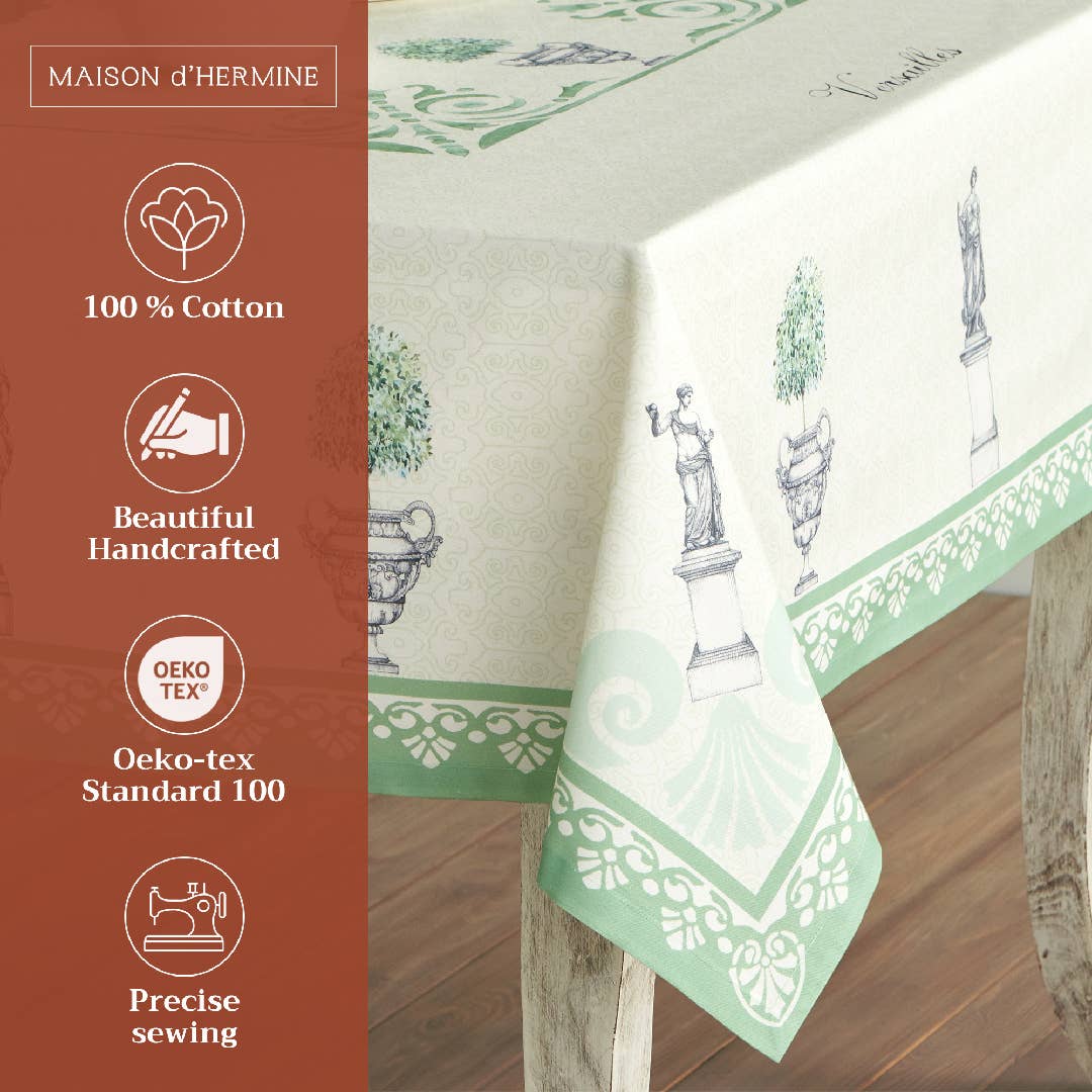 Maison d'Hermine - Design in Every Thread - Tablecloths 100% Cotton - 3 Shapes - Jardin Du Roy