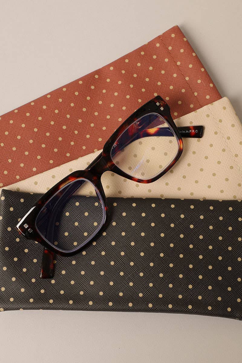 Polka Dot Pattern Glasses Pouch w Cleaning Cloth