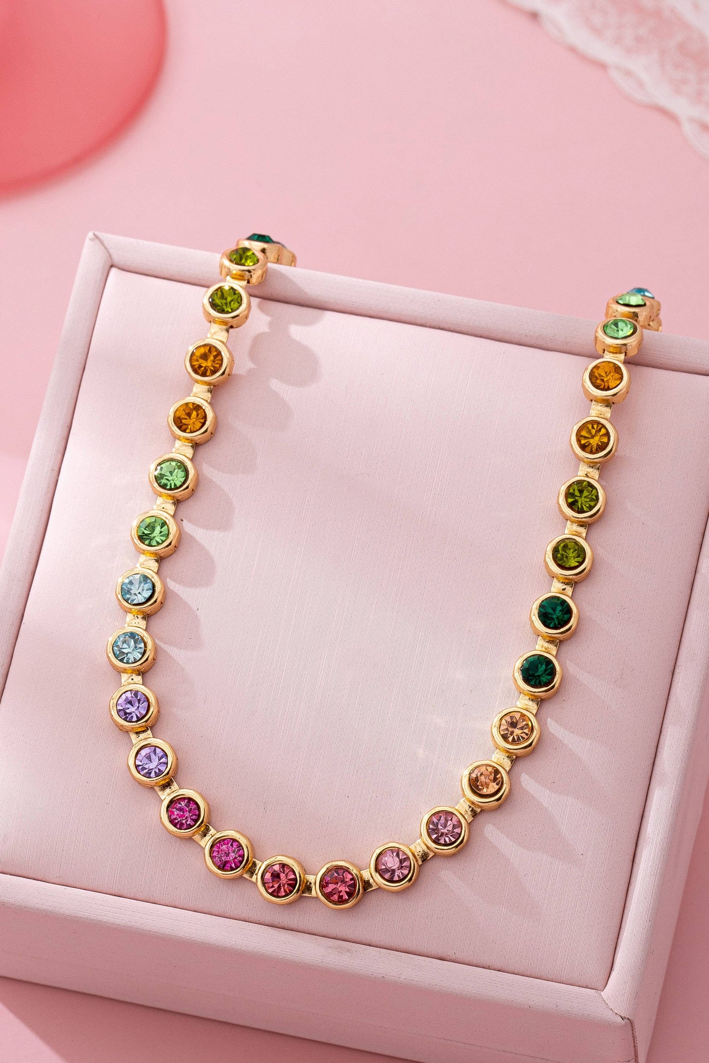 Rainbow Gemstone Tennis Necklace