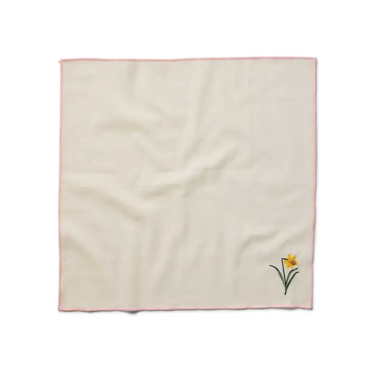Garden Study Embroidered Cotton Napkins, Assorted Set of 4