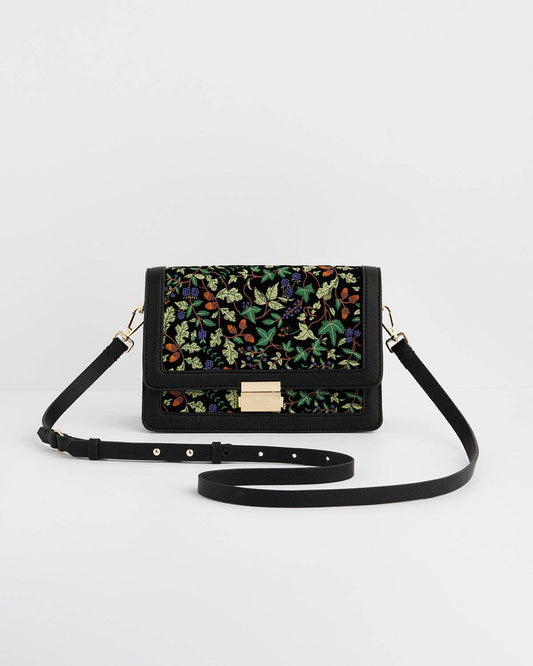 Fable England - Cathy Black Embroidered Fold Over Bag - UK, US & EU