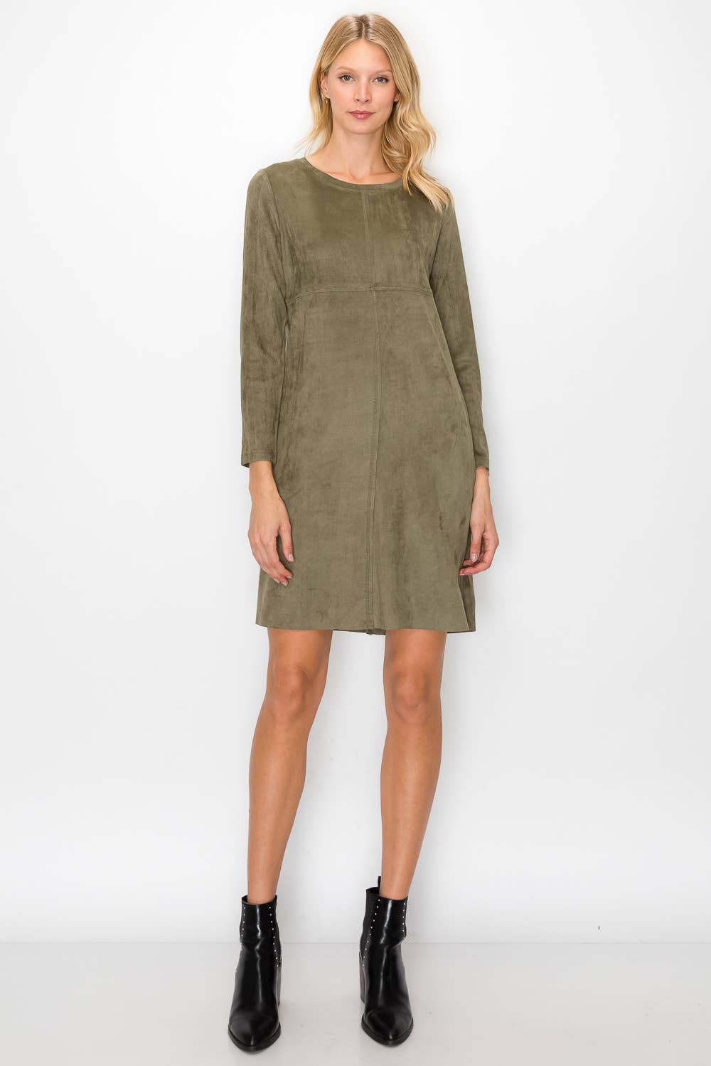Aurora Suede Round-Neck Dress