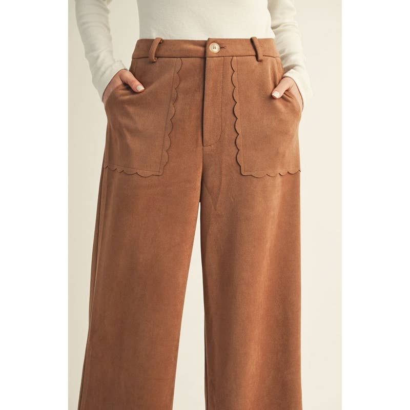 Suede Scallop Pants
