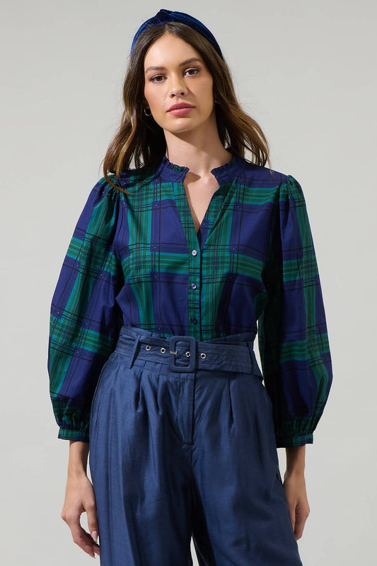 Harrisville Plaid Button Up Top