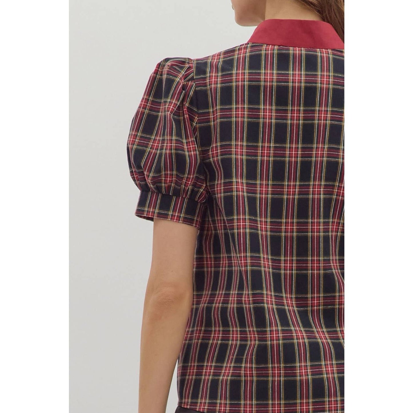 Holiday Plaid Cuff Top