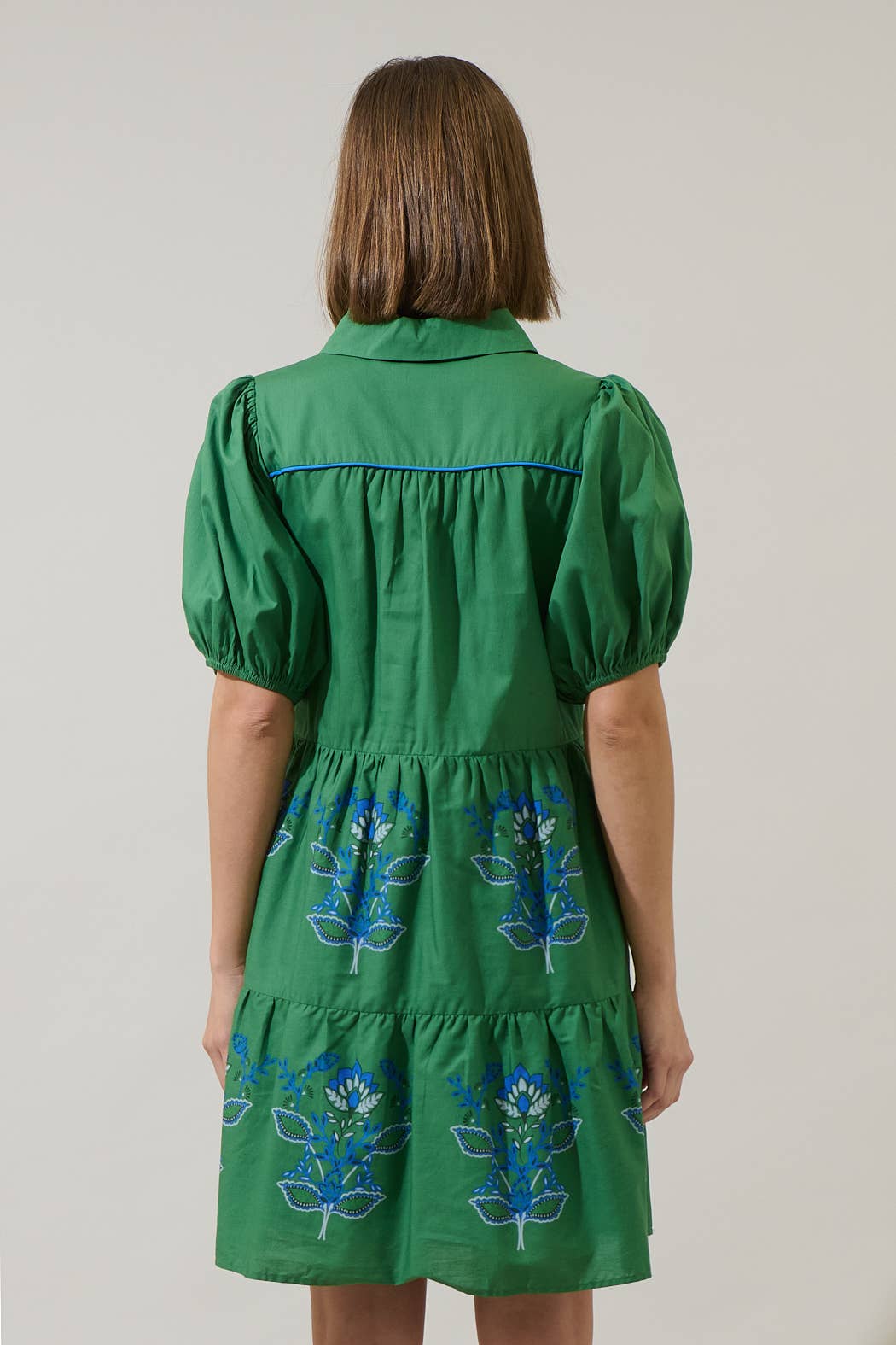 Meridy Floral Burie Tiered Mini Dress