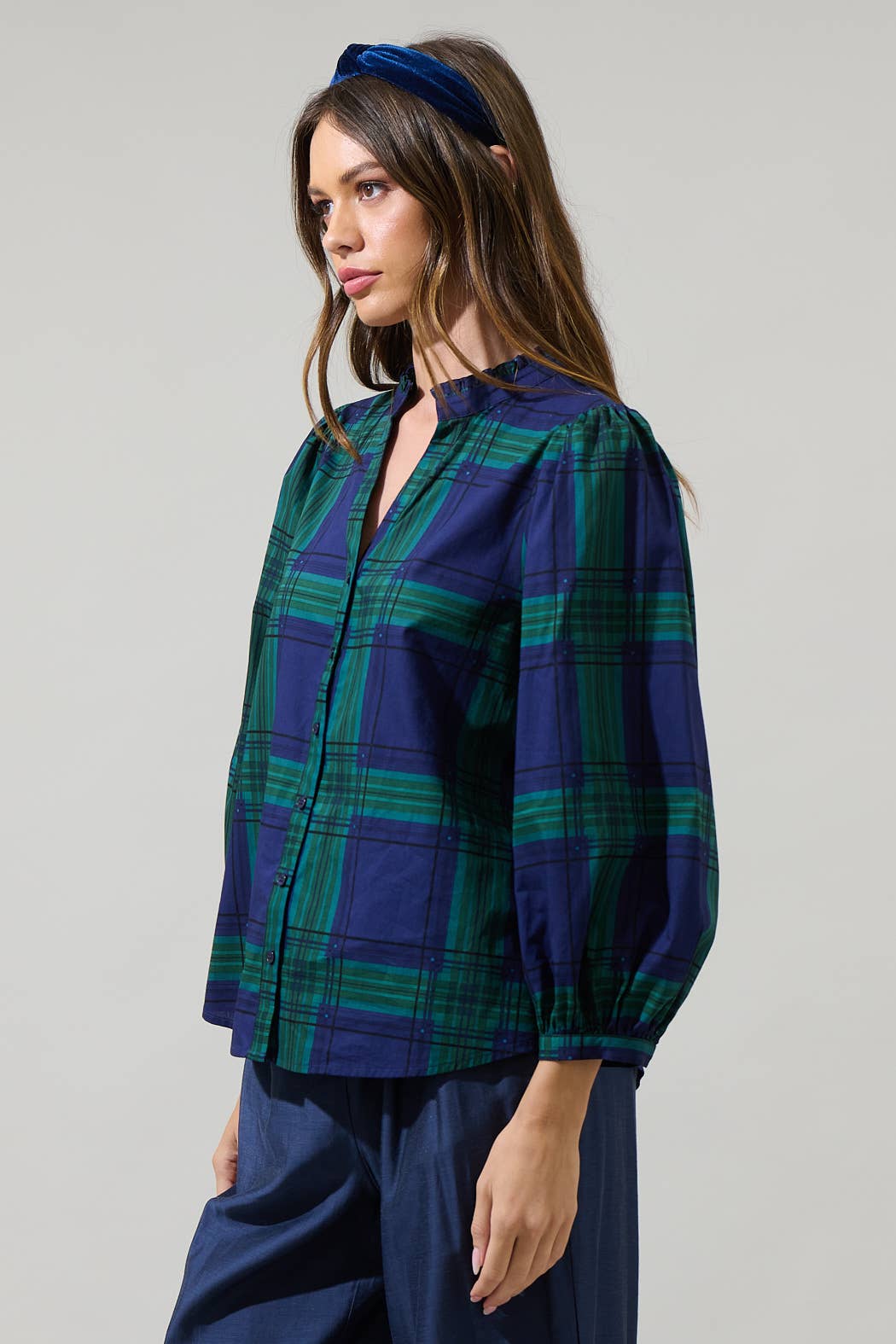 Harrisville Plaid Button Up Top