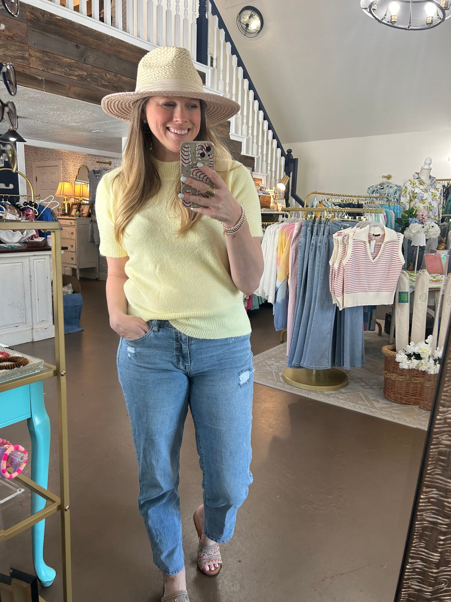 Soft Yarn Short Sleeve Sweater Top