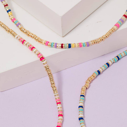 The Looks by Fame Accessories - Dainty Disc Beaded Necklace