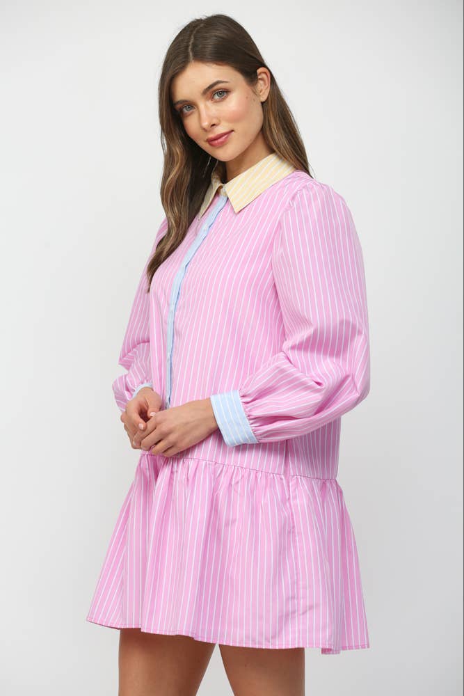 90s Color Block Polo Dress