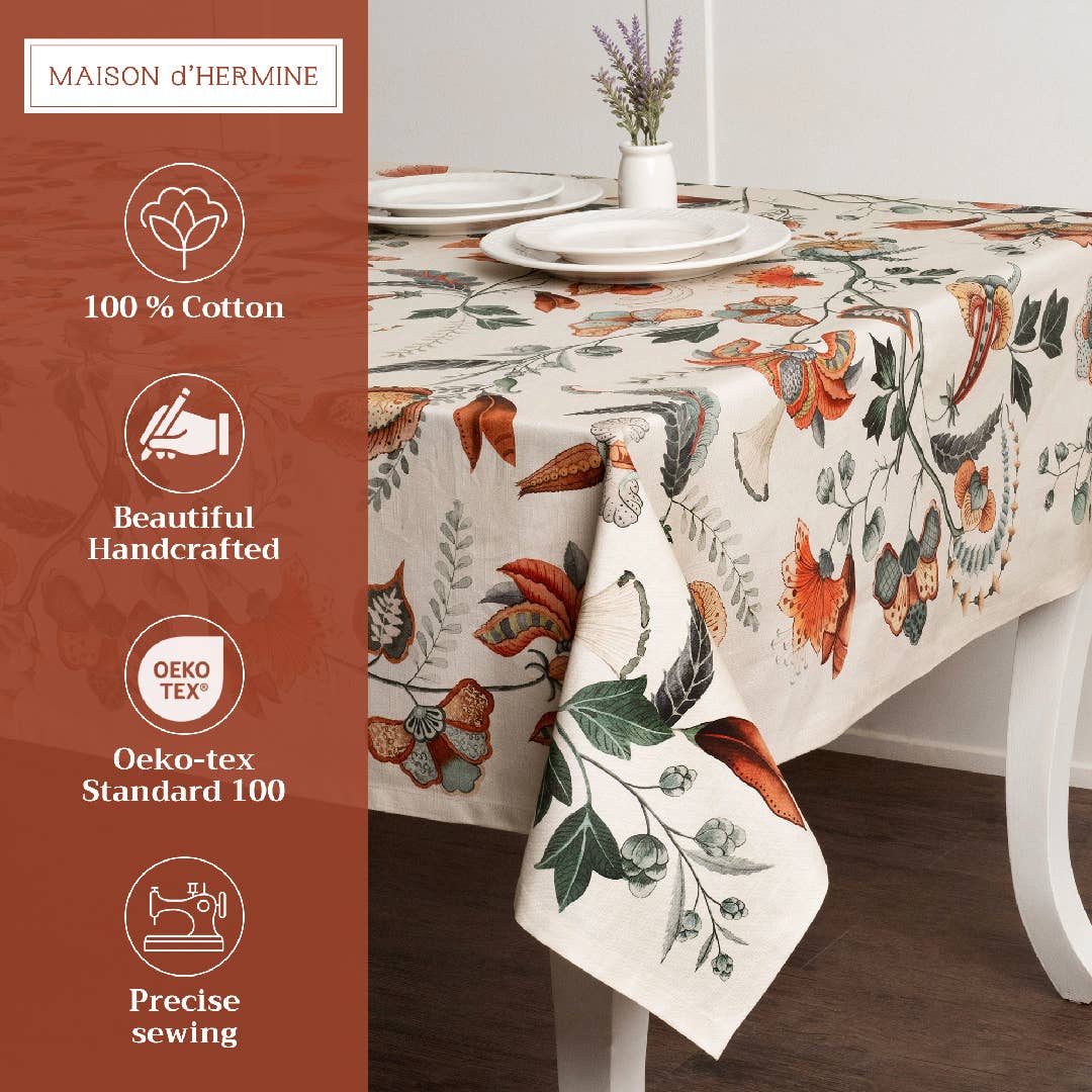 Maison d'Hermine - Design in Every Thread - Tablecloths 100% Cotton - 3 Shapes - Dalida Fall