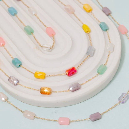 The Looks by Fame Accessories - Dainty Chain Rhinestone Station Necklace
