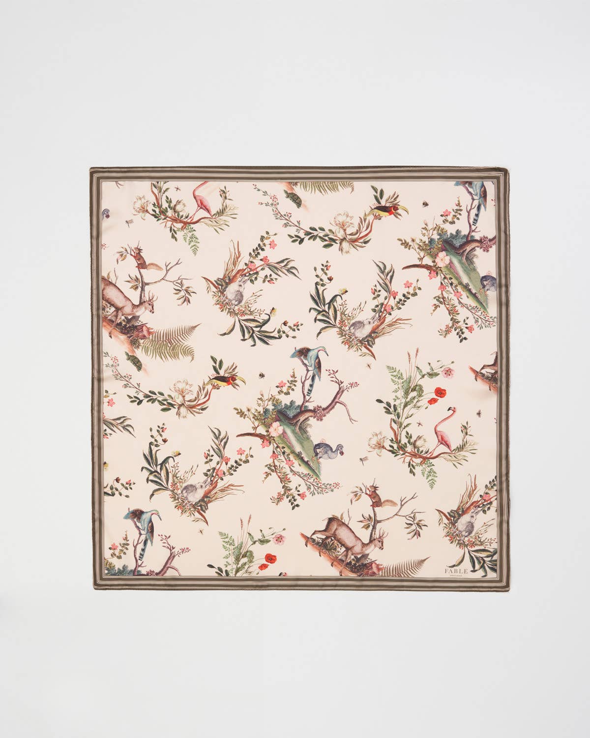 Fable England - FABLE Toile de Jouy Olive Green Square Scarf