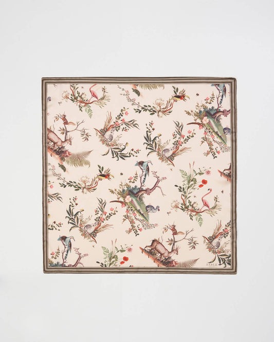 Fable England - FABLE Toile de Jouy Olive Green Square Scarf