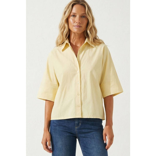 Butter Boxy Half Sleeve Button Up Shirt