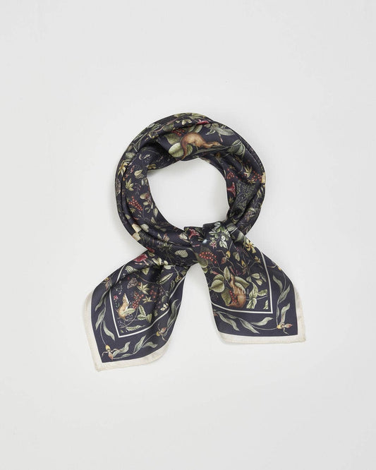 Fable England - FABLE Wolf Garden Navy Square Scarf
