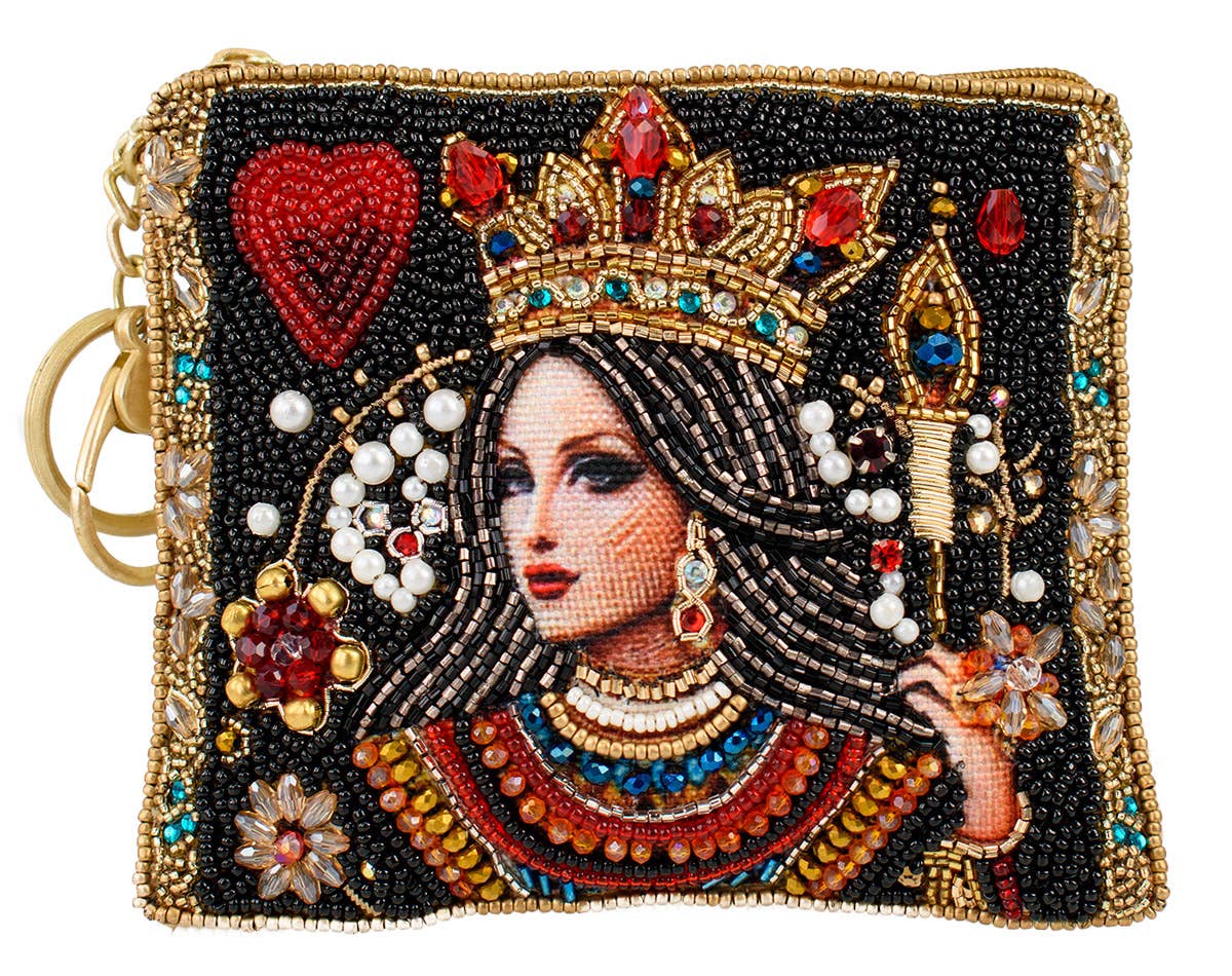 Mary Frances Accessories - The Queen Playing Card Beaded Coin Purse